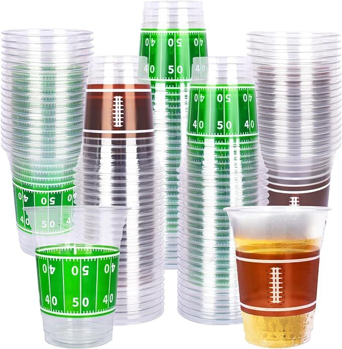 Gatherfun 100 Pcs 16oz Football Plastic Cups - Perfect for Football Parties and Tailgate Events, ... | Amazon (US)