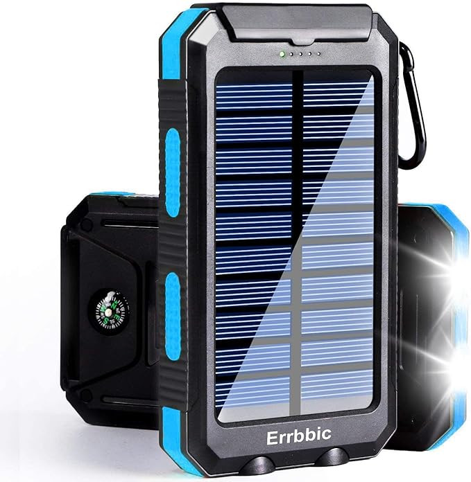 ERRBBIC Solar Power Bank Portable Charger 20000mah Waterproof Battery Backup Charger Solar Panel ... | Amazon (US)