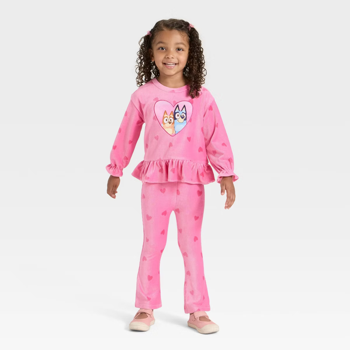 Toddler Girls' 2pc Bluey Bingo Ribbed Velour Top and Pants Set - Pink | Target