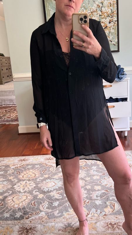 Favorite black button down beach or pool coverup for this summers vacation  

#LTKSeasonal #LTKOver40 #LTKSwim