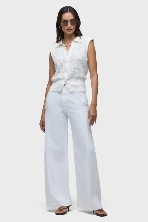 Hudson Jeans Jodie Frayed Seam Loose Wide Leg in White at Nordstrom, Size 30 | Nordstrom