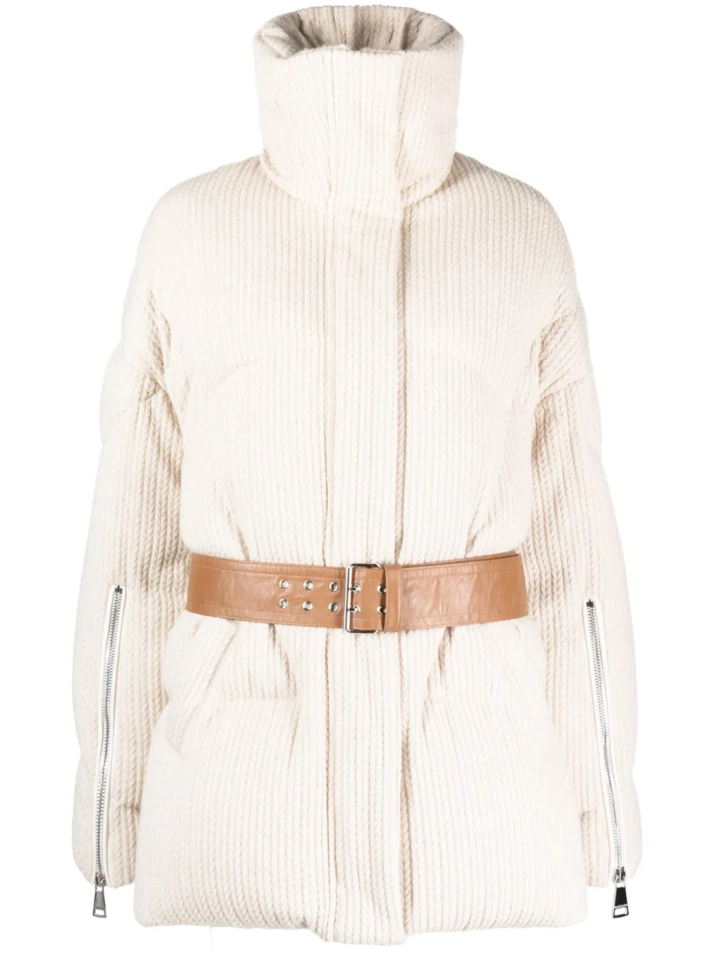 Khrisjoy Knitted Belted Puff Jacket - Farfetch | Farfetch Global