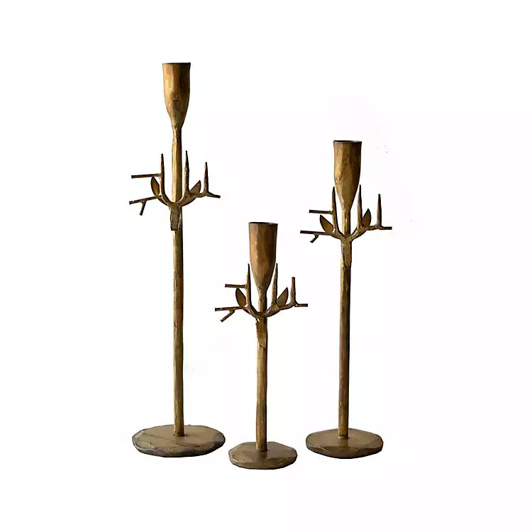 Antique Gold Deer Candle Holders, Set of 3 | Kirklands Home | Kirklands