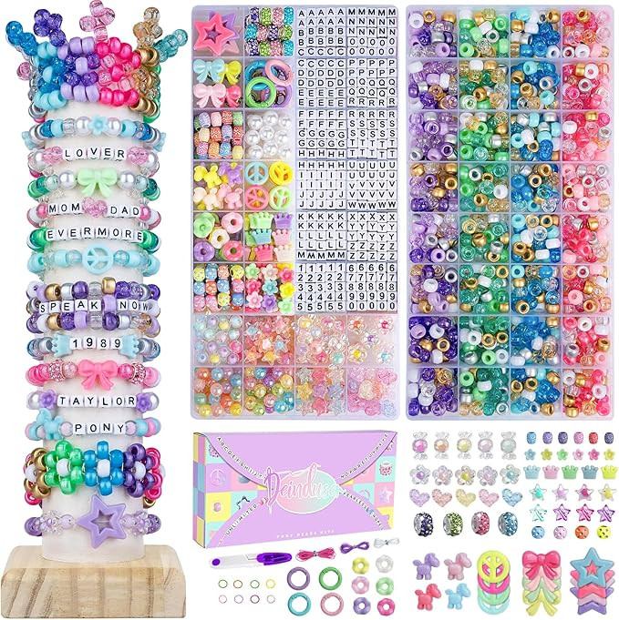 Deinduser Friendship Bracelet Making Kit for Girls, Pony Beads Set Kandi Bracelet Kit Jewelry Mak... | Amazon (US)