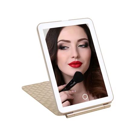 IMPRESSIONS Fleur Touch Pad Mini Tri Tone LED Makeup Mirror with Touch Sensor Switch Foldable Vanity | Walmart (US)