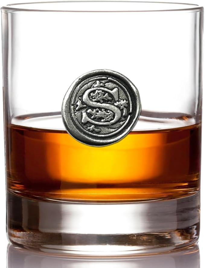 English Pewter Company 11oz Old Fashioned Whiskey Rocks Glass With Monogram Initial - Unique Gift... | Amazon (US)