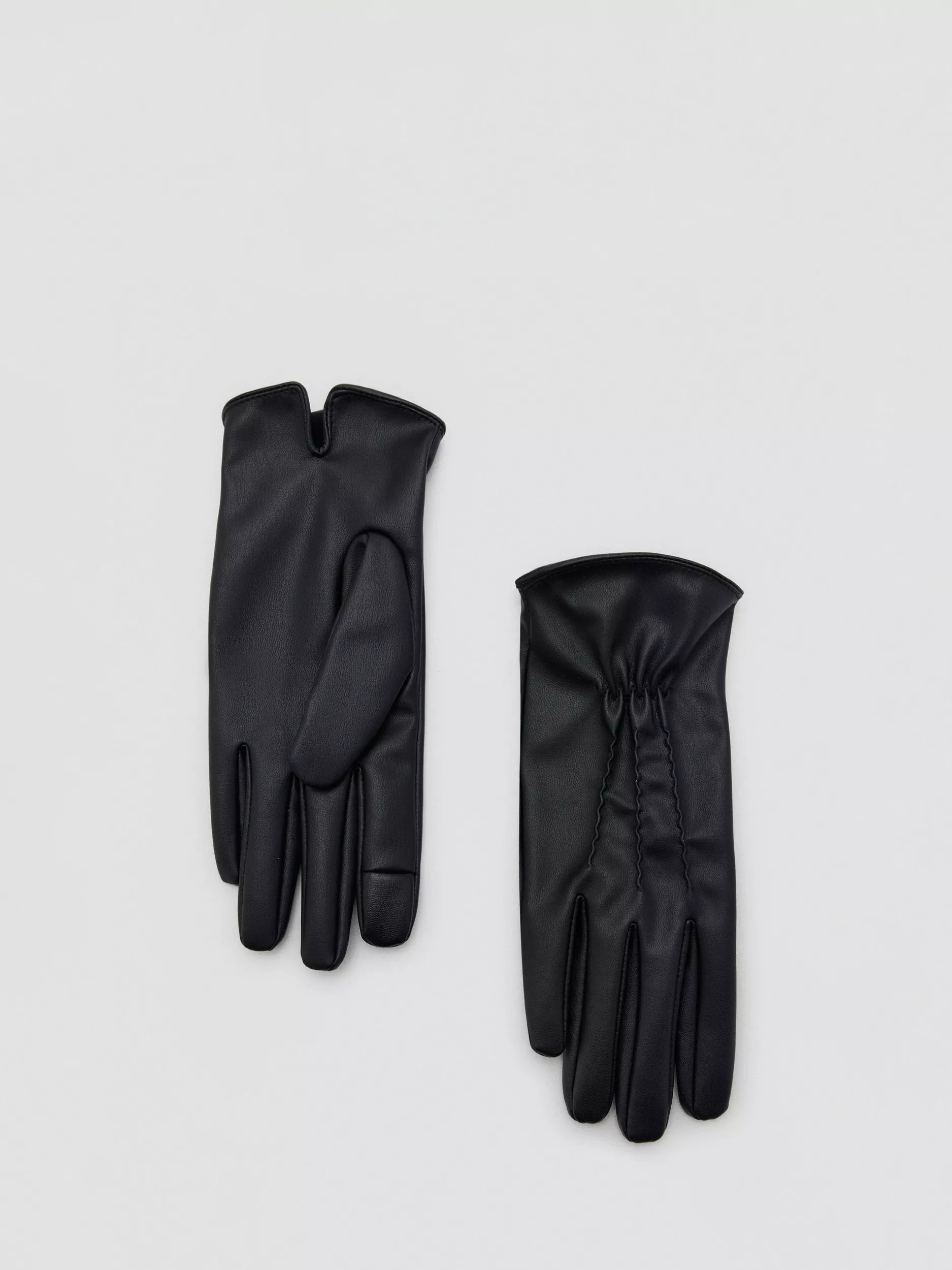 Mango Tlma Faux Leather Gloves, Black | John Lewis (UK)
