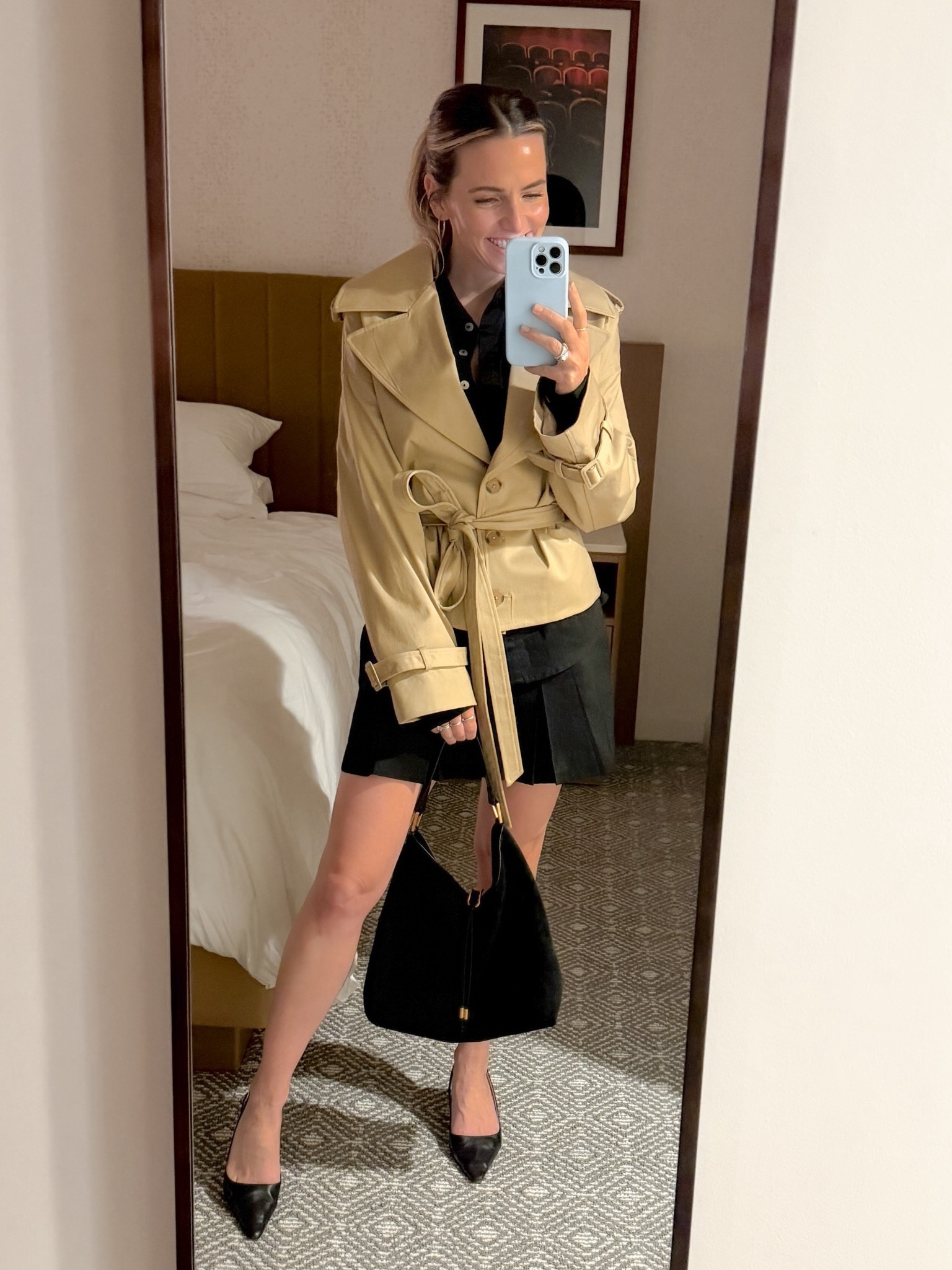 i wore this cute chic set for dinner + drinks in brooklyn and it felt very modern, minimal, and flirty… and the cropped trench has officially become one of my go-to staples for fall - it instantly pulls an outfit together and feels so elevated without trying too hard. I paired it with pointed kitten heels and a slouchy shoulder bag for a cool city vibe.

wearing a size small in all three pieces. the cropped trench is structured but light enough for layering. the skirt + top set fits a little big- I would size down (I could probably have went with an XS) and has that chic, tailored look while still being comfortable.

#dinnerdateoutfit #datenightoutfit #falloutfitideas #capsulewardrobe #fallfashion

#LTKStyleTip #LTKTravel #LTKSeasonal