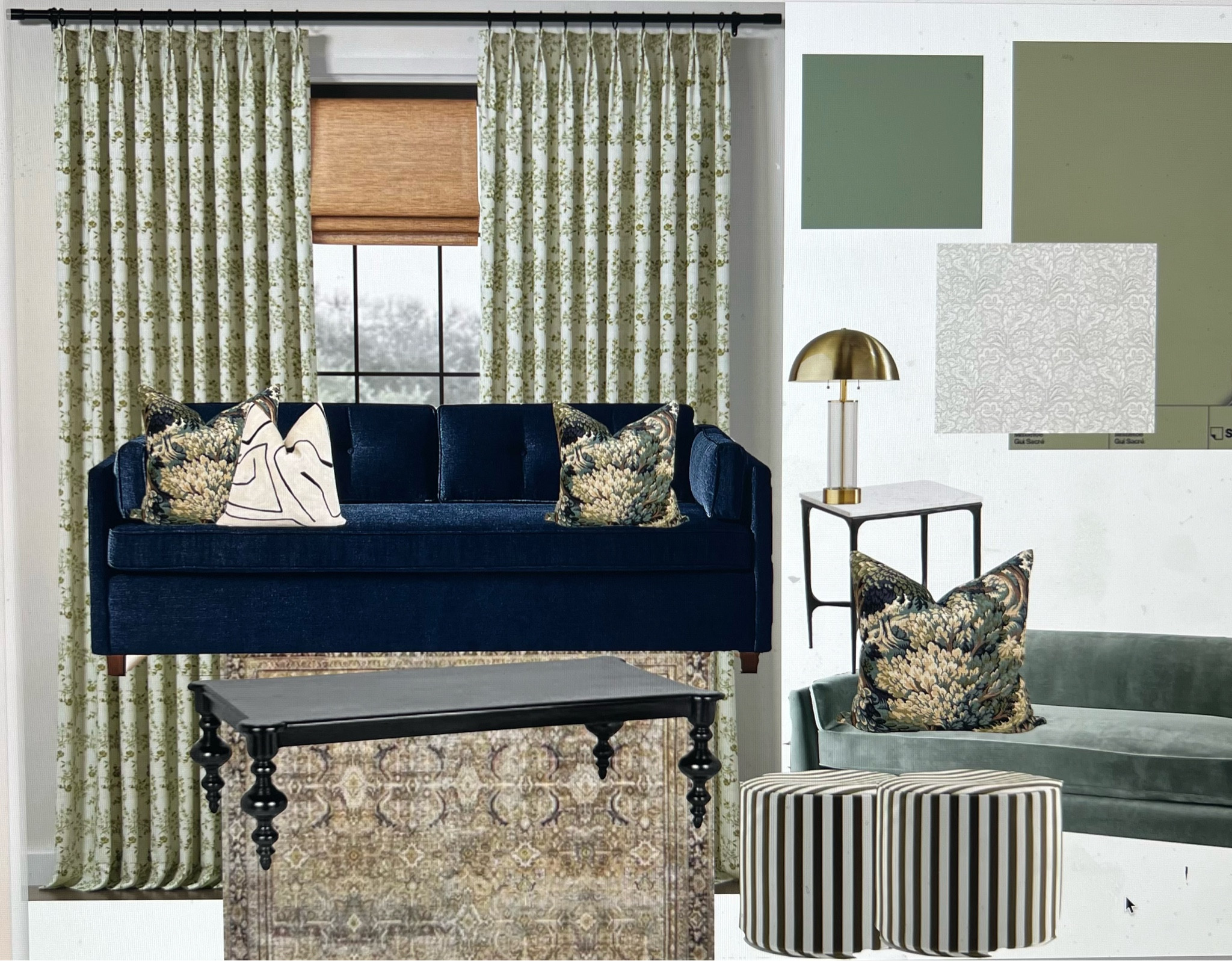 Living room design

Blue sofa, green accents, mood board 

#LTKfindsunder50 #LTKhome