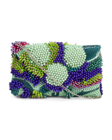 Beaded Botanical Clutch Bag for Women | Leather | Marshalls