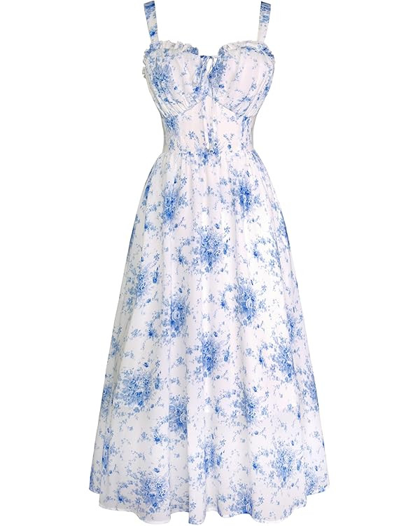 Scarlet Darkness Summer Dresses for Women 2025 Floral Corset Dress Long Milkmaid Dress | Amazon (US)