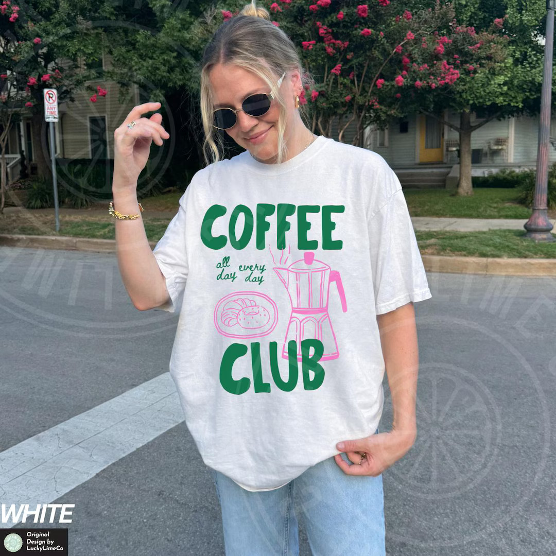 Coffee Club Shirt, Comfort Colors® Tee, Coffee Lover Shirt, Retro Coffee Shirt, Coffee Club Tshi... | Etsy (US)