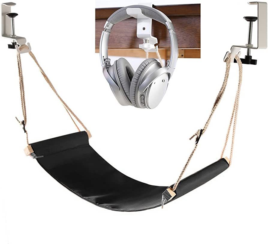 Foot Hammock Under Desk Foot Rest | Adjustable Office Footrest with Headphones Holder | Desk Hamm... | Amazon (US)