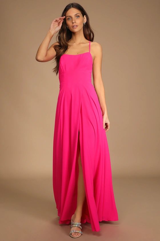 Dreamy Romance Hot Pink Backless Maxi Dress | Lulus (US)