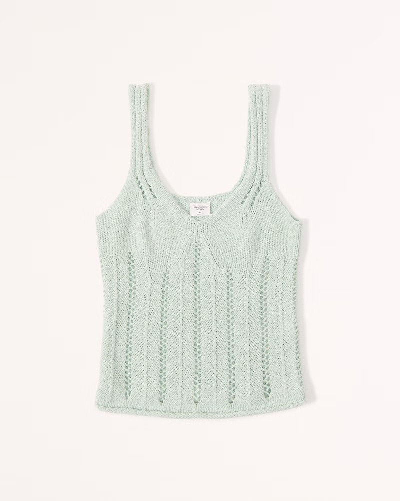 Skimming V-Neck Crochet Tank | Abercrombie & Fitch (US)