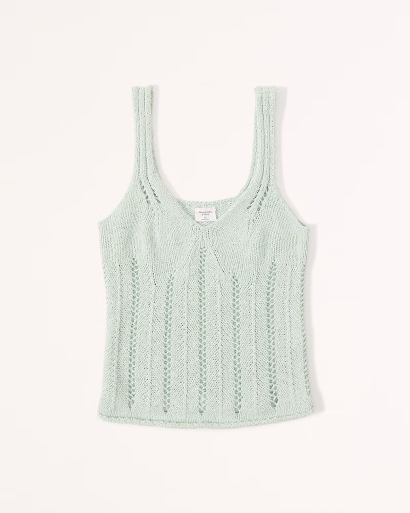 Skimming V-Neck Crochet Tank | Abercrombie & Fitch (US)