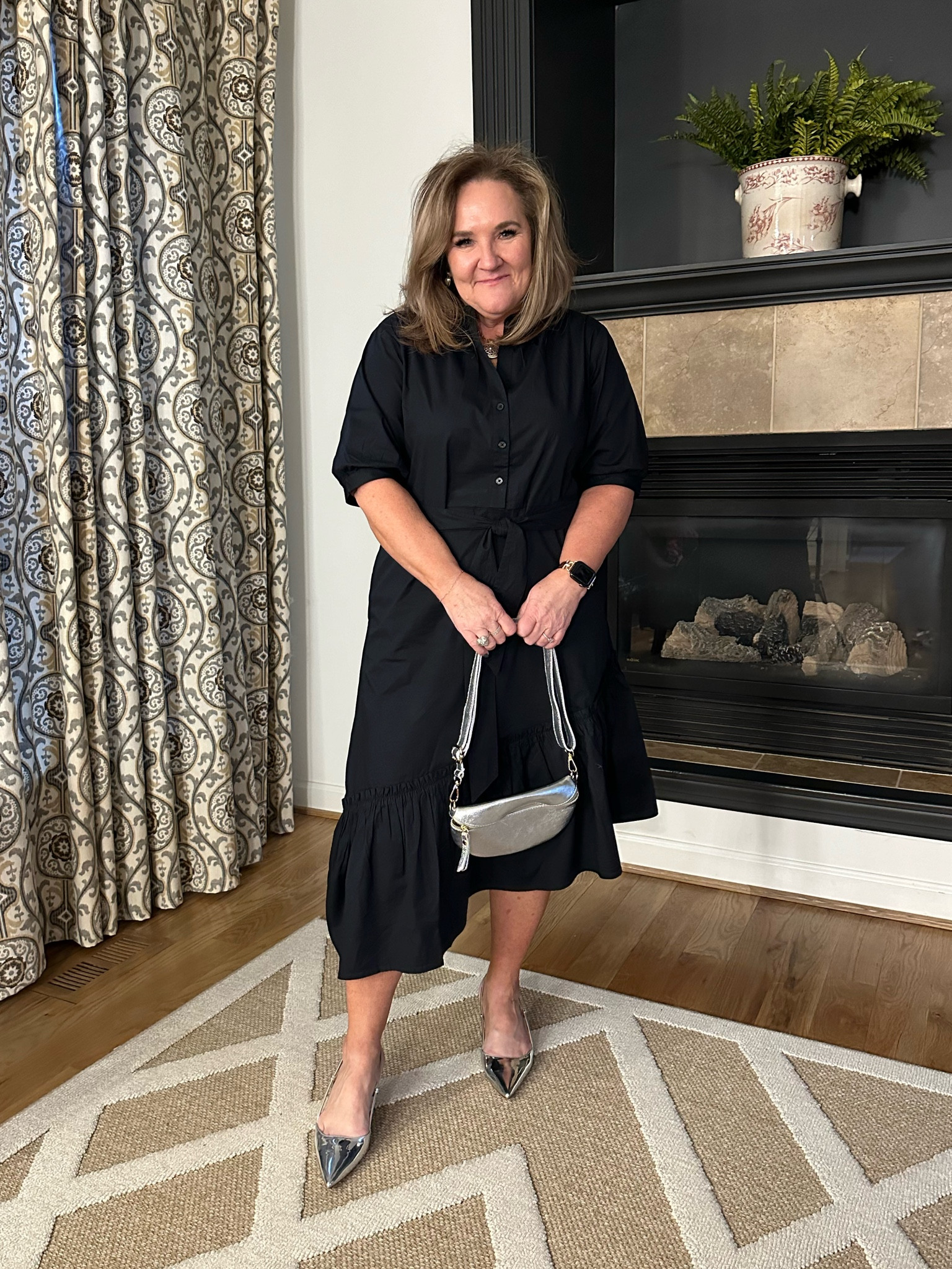 Great little $34 cotton poplin dress. Sizes XS-XXL. I’m wearing a large. 

Walmart silver metallic vacation dress spring dress 

#LTKover40 #LTKwedding #LTKfindsunder50