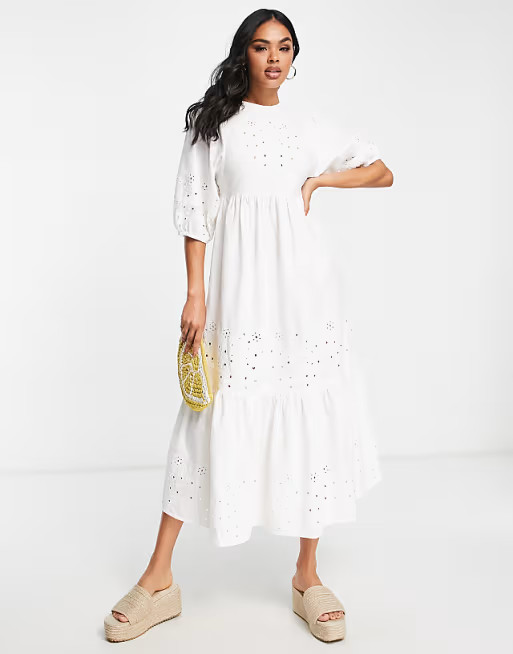 Damson Madder eyelet maxi beach dress in white | ASOS (Global)