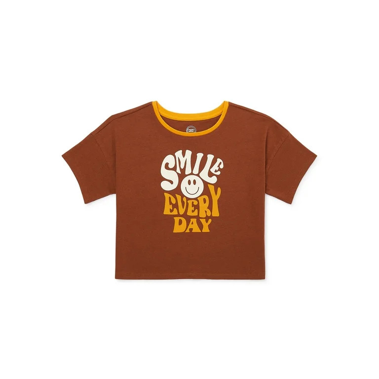 Wonder Nation Girls Boxy Graphic Tee, Sizes 4-18 | Walmart (US)