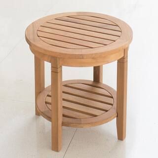Heaton Natural Teak Wood Outdoor Side Table | The Home Depot