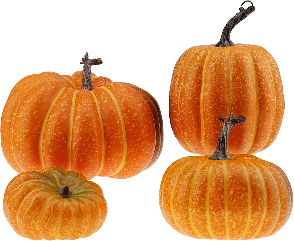 Gresorth 4 PCS Fake Pumpkins Artificial Vegetable Fall Autumn Halloween Christmas Decoration Life... | Amazon (US)
