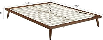 BIKAHOM Mia Wood Platform Queen Bed Frame, 8.5 Inch Solid Wood Platform Bed with Under Bed Storag... | Amazon (US)