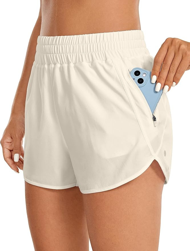 CRZ YOGA Women's High Waisted Running Shorts Mesh Liner - 3'' Dolphin Quick Dry Athletic Gym Trac... | Amazon (US)