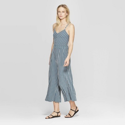 Women's Striped V-Neck Strappy Knit Cropped Jumpsuit - Xhilaration™ | Target
