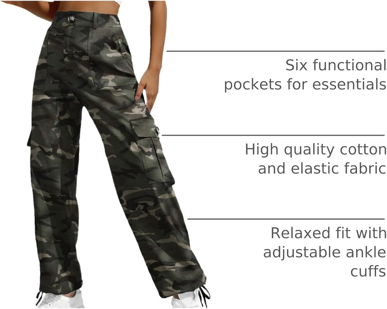 Lepunuo Women's High Waisted Cargo Pants Travel Y2K Streetwear Baggy Stretchy Pants with 6 Pocket... | Amazon (US)