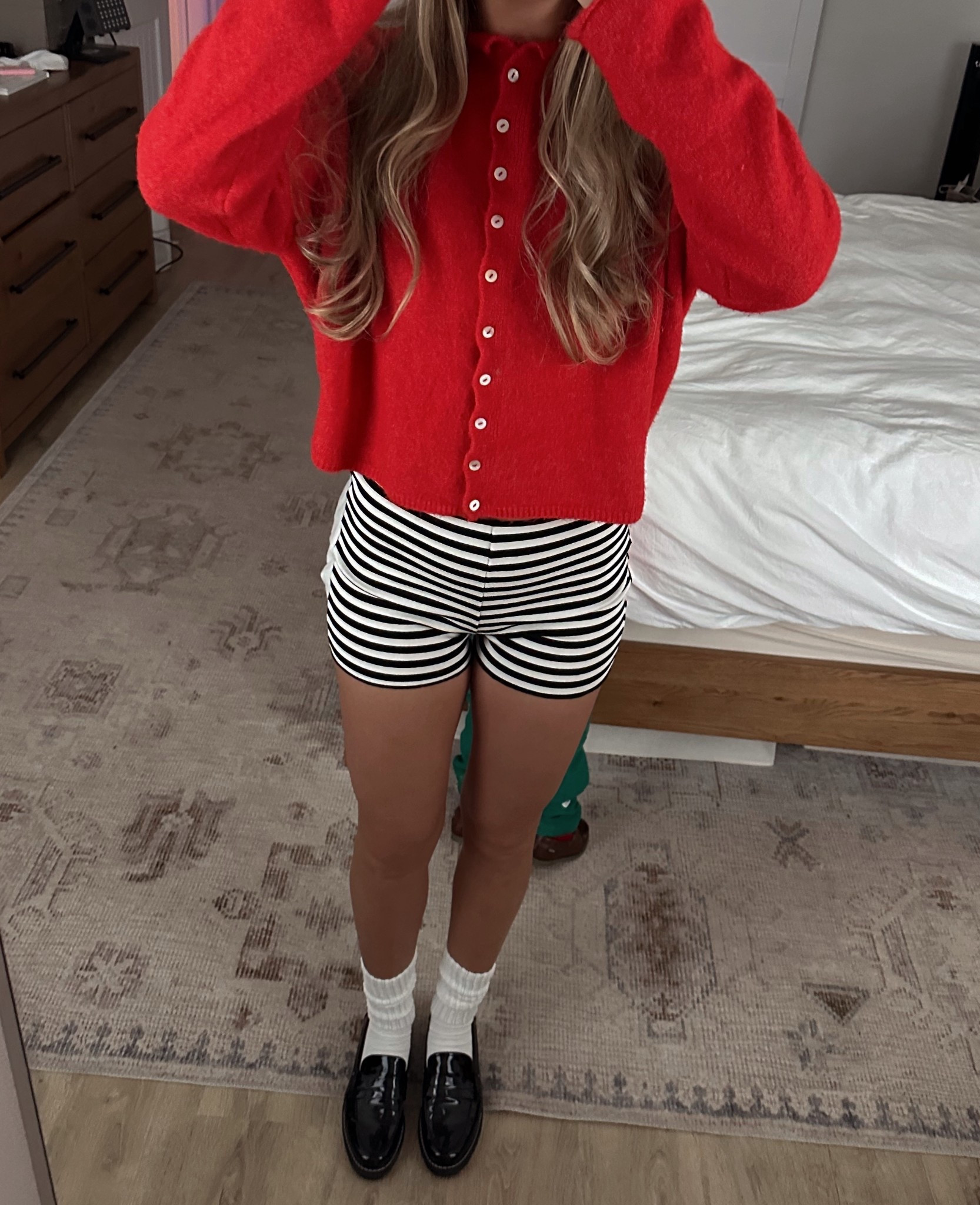 Feeling Festivie🎄 will probably wear this outfit for Valentine’s Day too🥹💌 shorts are old zara! 

#LTKFindsUnder100 #LTKSeasonal