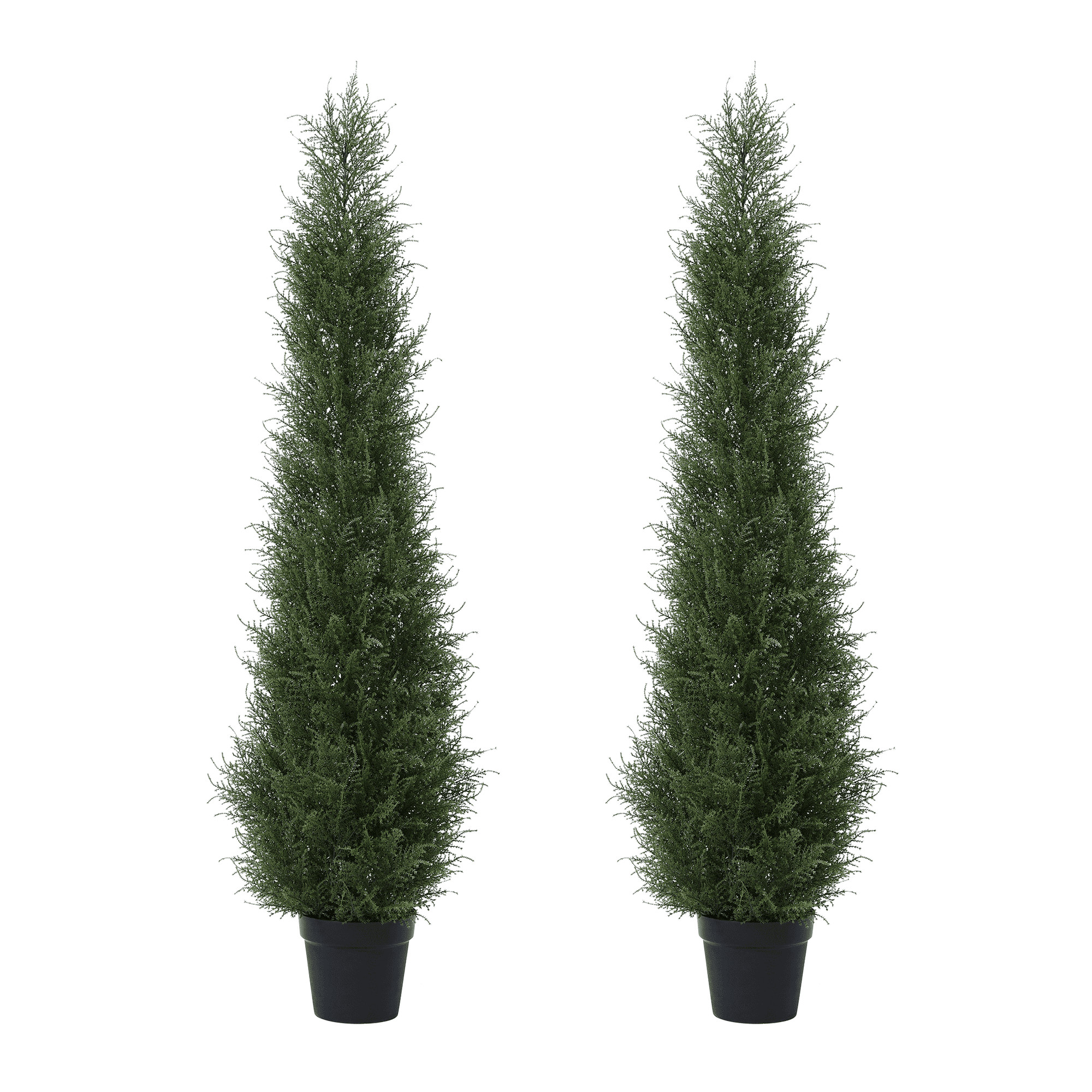2 Pack 5 ft Artificial Cedar Tree UV Rated , Artificial Christmas Topiary Tree, Pre-Potted Plants... | Walmart (US)