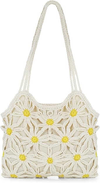 Emprier Crochet Beach Tote Bag for Women Mesh Flower Knitted Shoulder Bags Summer Beach Handmade ... | Amazon (US)