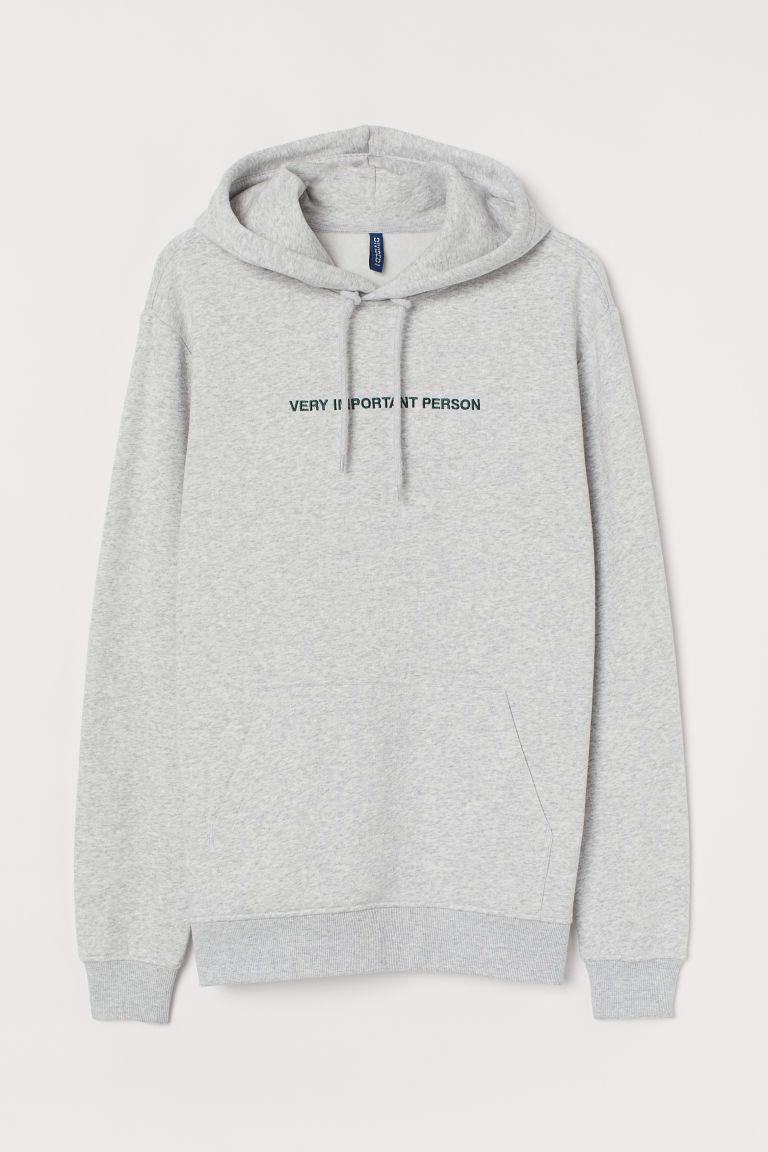 H & M - Hooded Sweatshirt with Motif - Gray | H&M (US)