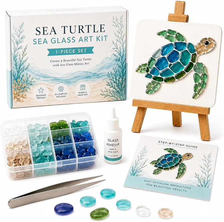 Asaint DIY Sea Glass Mosaic Art Kit,Sea Glass Art Kit for Adults,DIY Beautiful Ocean & Garden Ins... | Amazon (US)