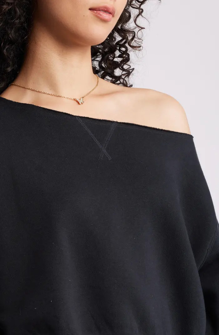 BP. Fleece Detail Off the Shoulder Sweatshirt | Nordstrom | Nordstrom