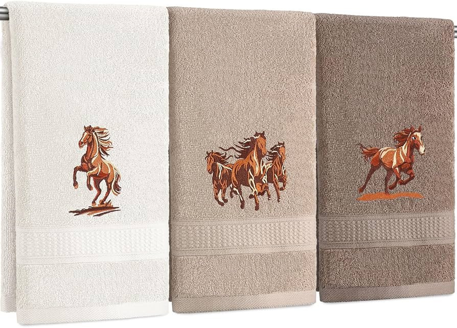 3 Pcs Western Horse Hand Towels Decor for Bathroom | Amazon (US)