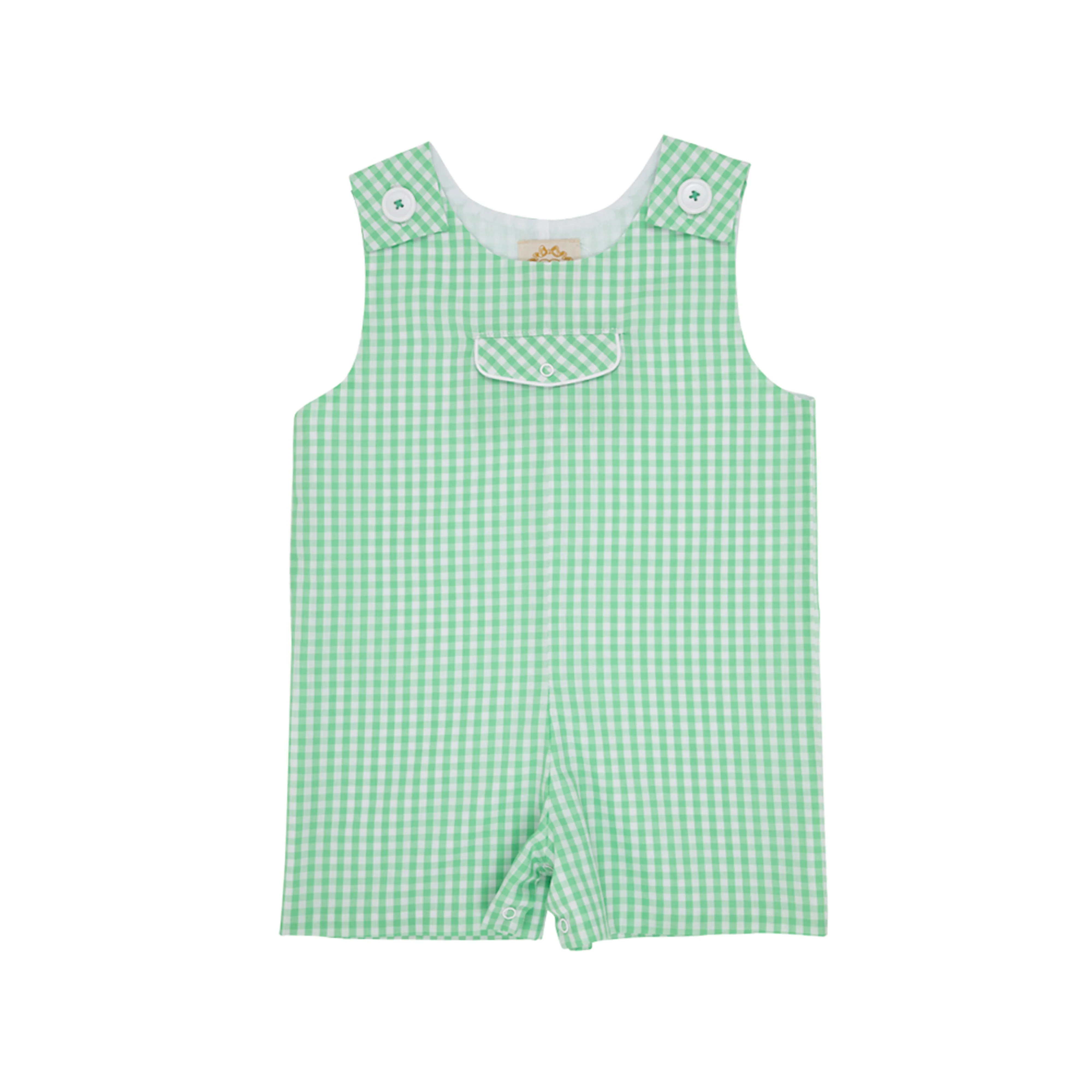 Prescott Pocket Jon Jon - Grafton Green Gingham with Worth Avenue White | The Beaufort Bonnet Company