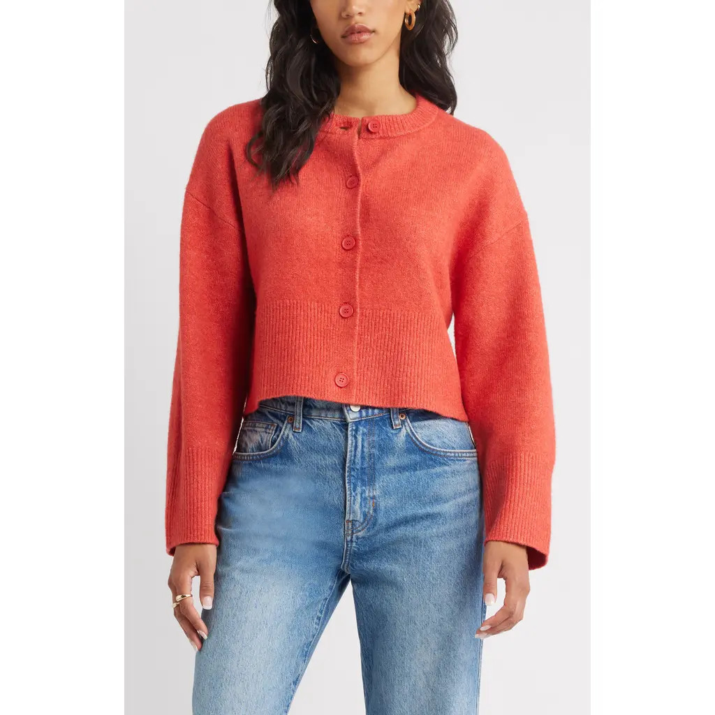 Open Edit Cozy Cardigan in Red Apple at Nordstrom Rack, Size Xx-Small | Nordstrom Rack