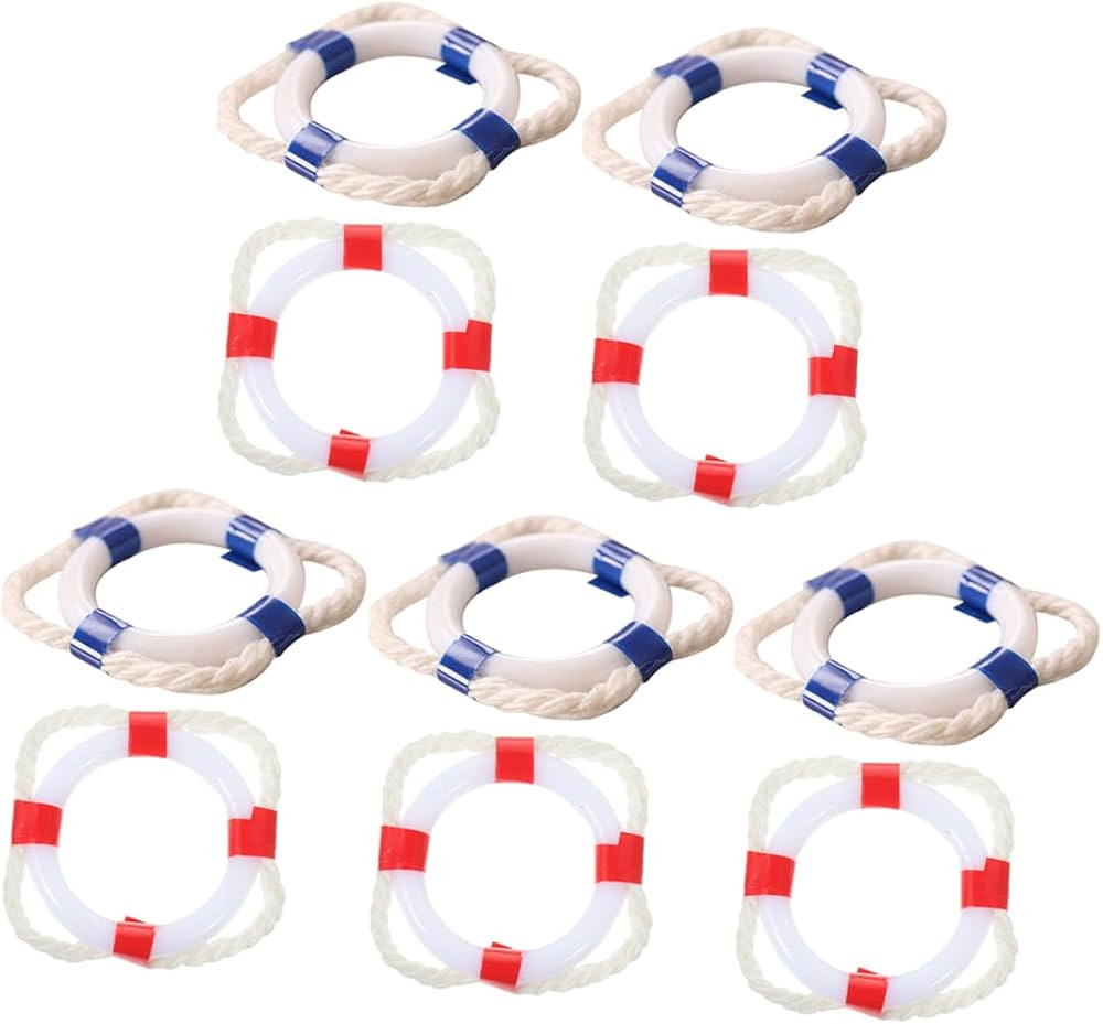 Yardwe 10Pcs Mini Swim Ring Decoration Plastic Miniature Life Buoys for Cake Toppers Bonsai Ornam... | Amazon (US)