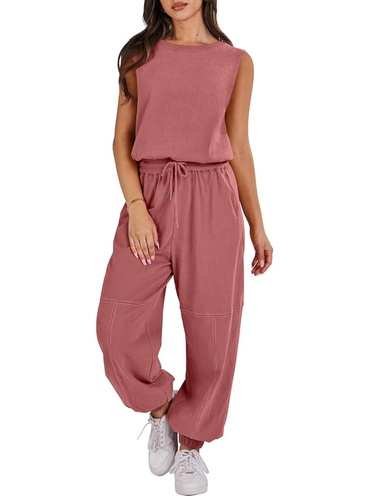 ANRABESS Jumpsuits for Women Casual Summer Sleeveless 2025 Romper One Piece Outfit Active Workout... | Amazon (US)