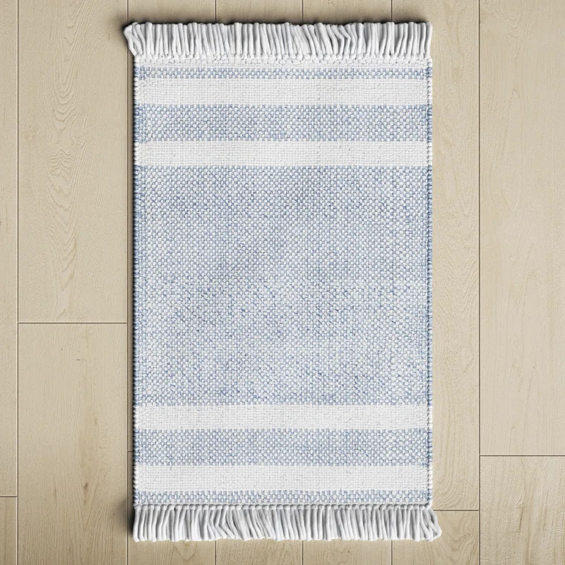 Bretson Hand Woven Recycled P.E.T. Indoor / Outdoor Area Rug in Blue/Off White | Wayfair North America