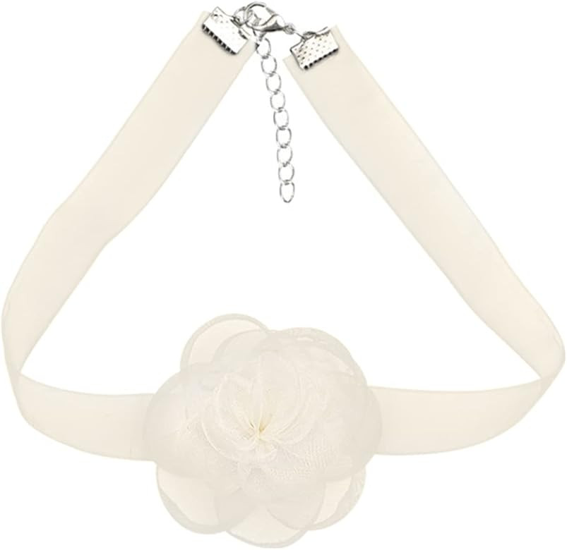 POYAMUSE Flower Lace Choker Necklace Rose Flower Charm Lace Collar Necklace for Women Wedding Cos... | Amazon (US)