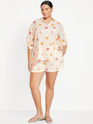 High-Waisted Linen-Blend Pull-On Shorts -- 3.5-inch inseam | Old Navy (US)