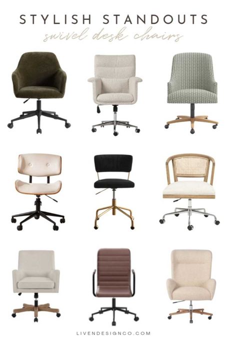 swivel desk chair. office chair. desk chair with wheels. stylish desk chair. leather chair. boucle chair. home office. wfh. home work space. rolling chair. mid century desk chair. modern desk chair. cushion desk chair. 

#LTKSeasonal #LTKhome #LTKstyletip