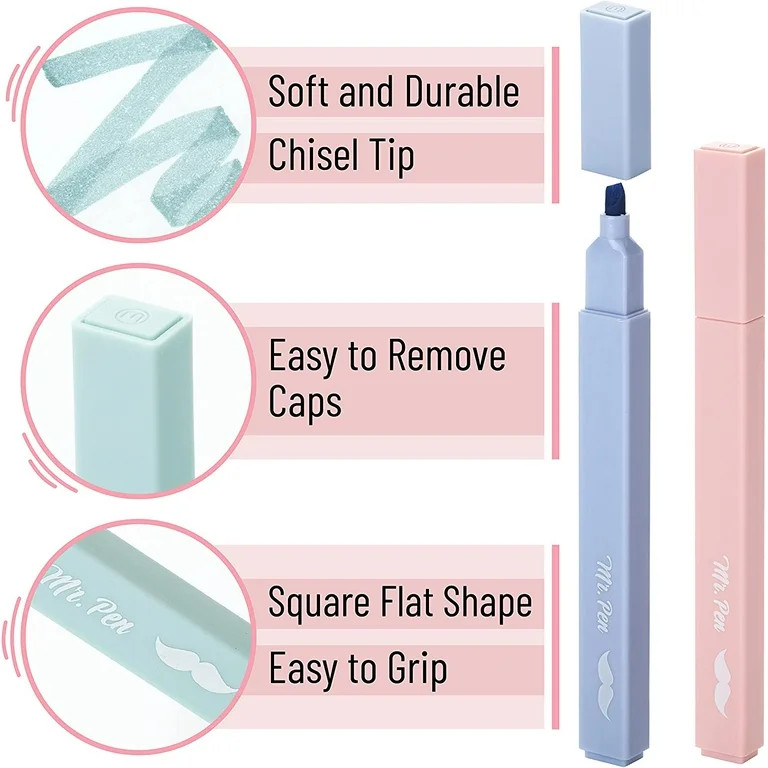 Mr. Pen- Aesthetic Highlighters, 8 pcs, Chisel Tip, Morandi Colors, No Bleed Bible Highlighter Pa... | Walmart (US)