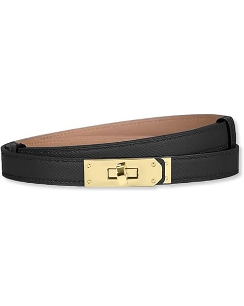 LumiSyne Women Skinny Leather Belt Classic Solid Color Alloy Turn Lock Ladies Adjustable Leather ... | Amazon (UK)