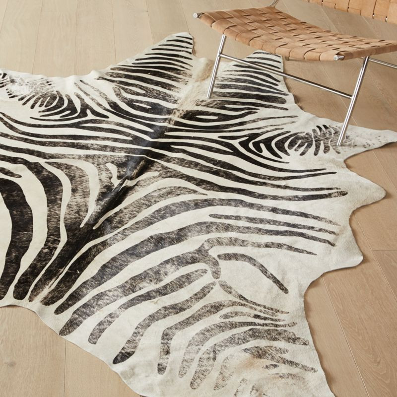 Distressed Faux Zebra Hide Rug 5'x8'CB2 Exclusive Purchase now and we'll ship when it's available... | CB2