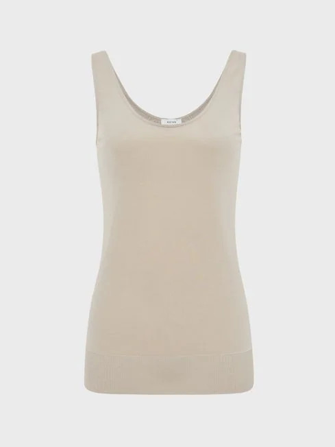 Reiss Beige Lena Lyocell Vest Top | Reiss (UK)