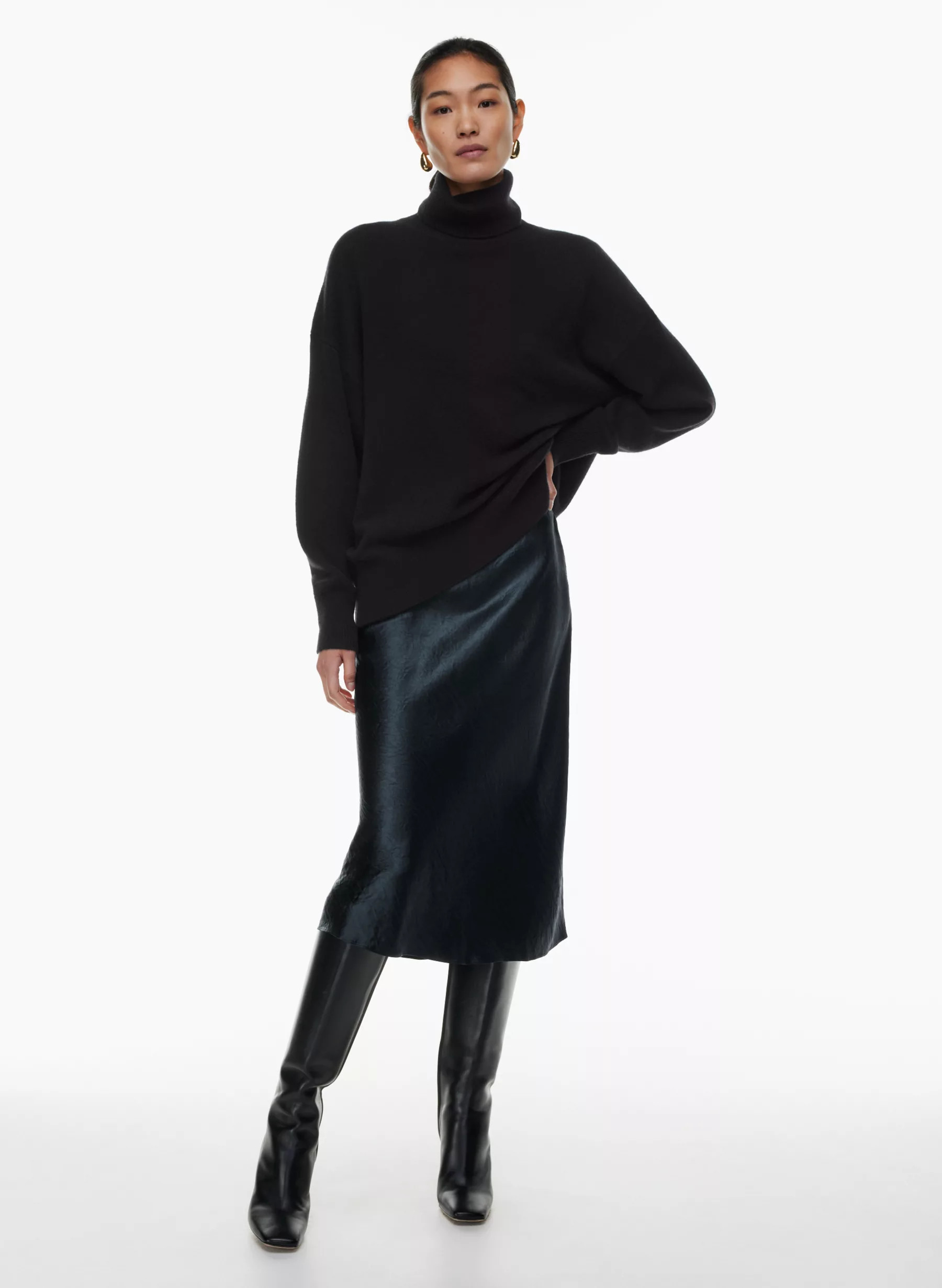 SLIP SATIN MIDI SKIRT | Aritzia