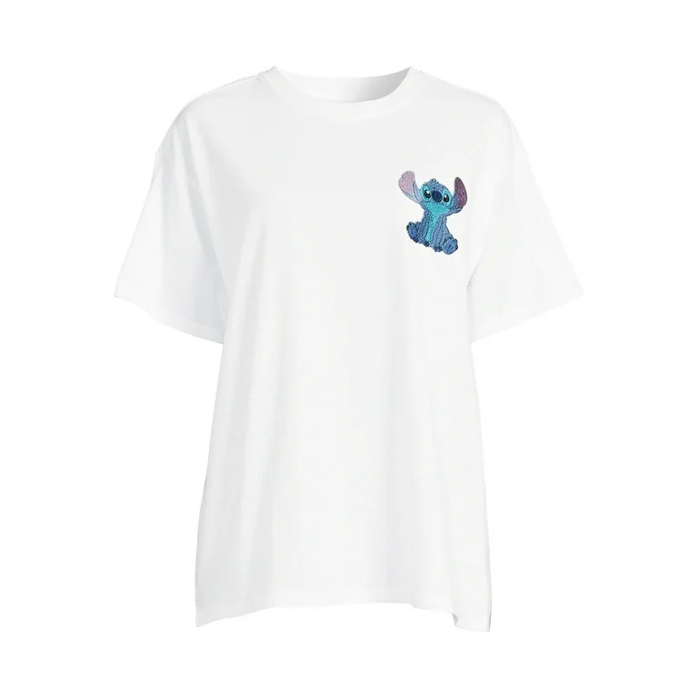 Stitch Juniors Embroidered Oversized Graphic Tee, Sizes XS-3XL | Walmart (US)